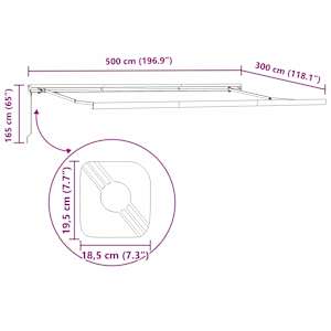 Retraktilna tenda Rdeča in črna 500 × 300 cm Tkanina in kovina - slika 12