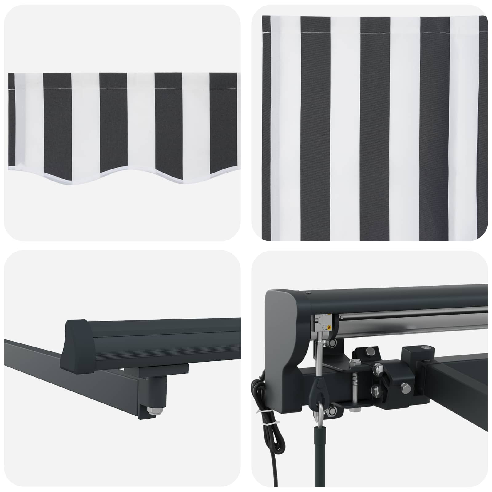 Inklapbaar Zonnescherm Antraciet en Wit 500 × 300 cm image 4