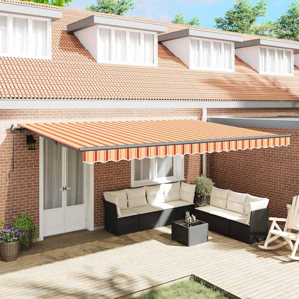 Manuaalne sissetõmmatav varikatus kollane ja oranž 500x300 cm