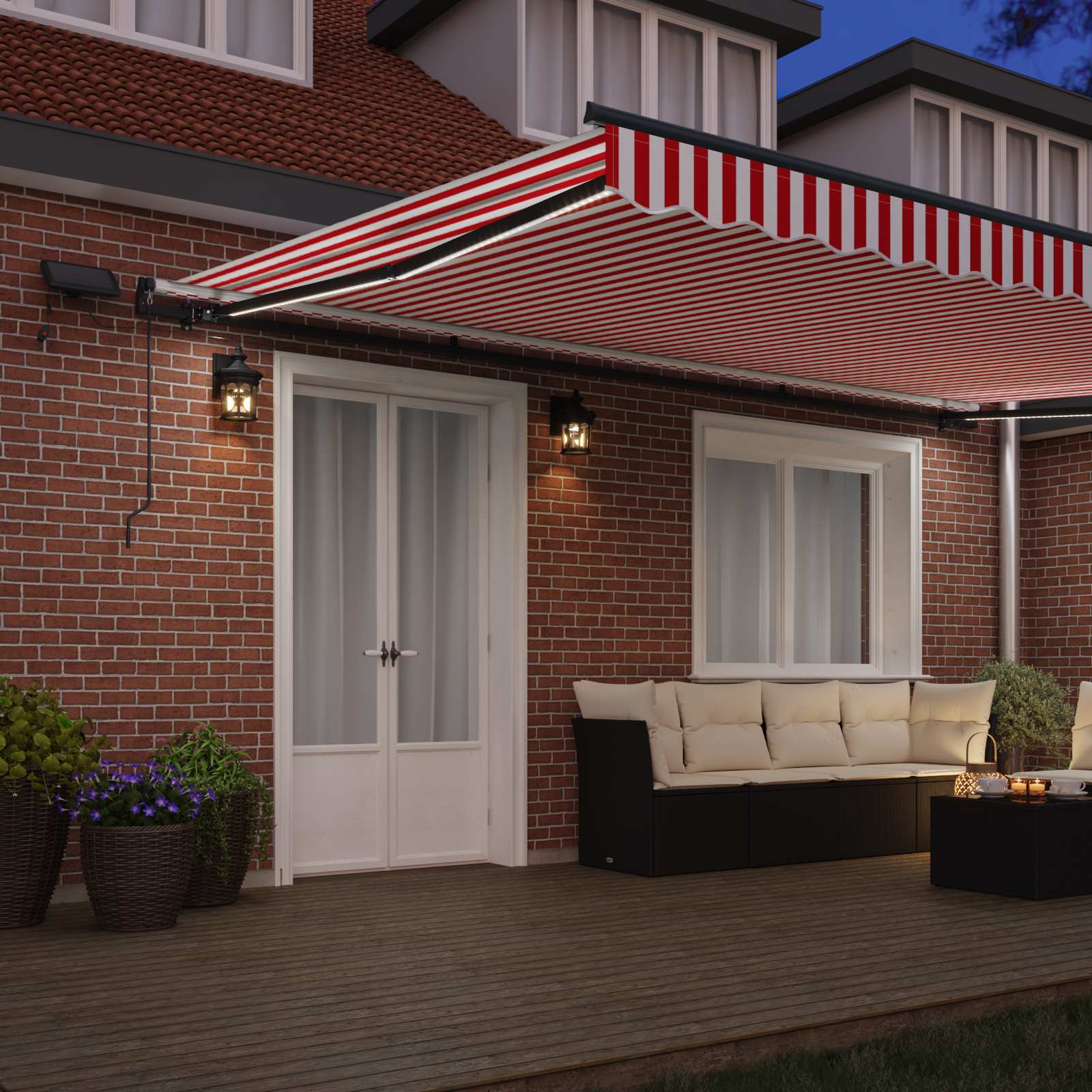 Inklapbaar Zonnescherm Rood en wit 500 ×300 cm Stof image 3