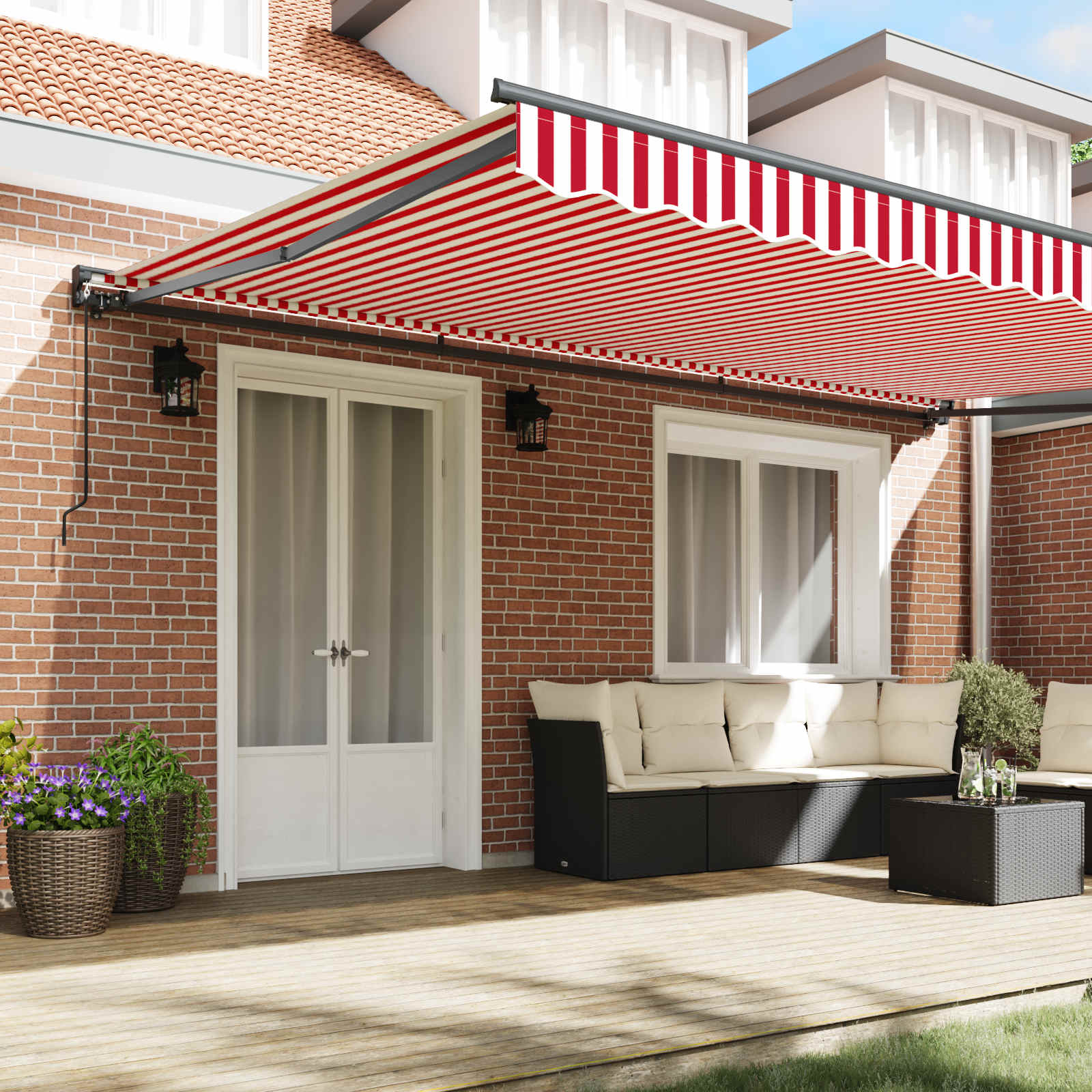 Zijde Frame Rood en Wit 500 × 300 cm Polyester met PU-coating image 3