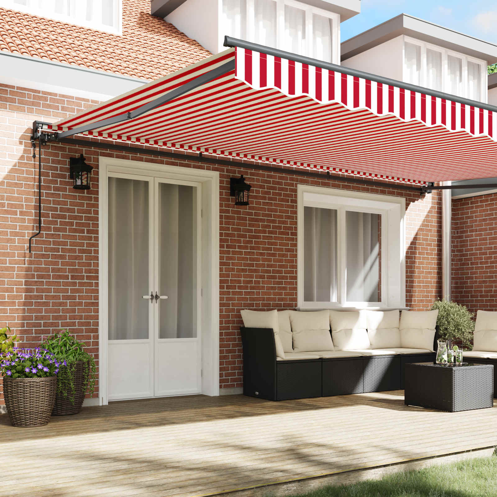 Zijde Frame Rood en Wit 500 × 300 cm Polyester met PU-coating image 3