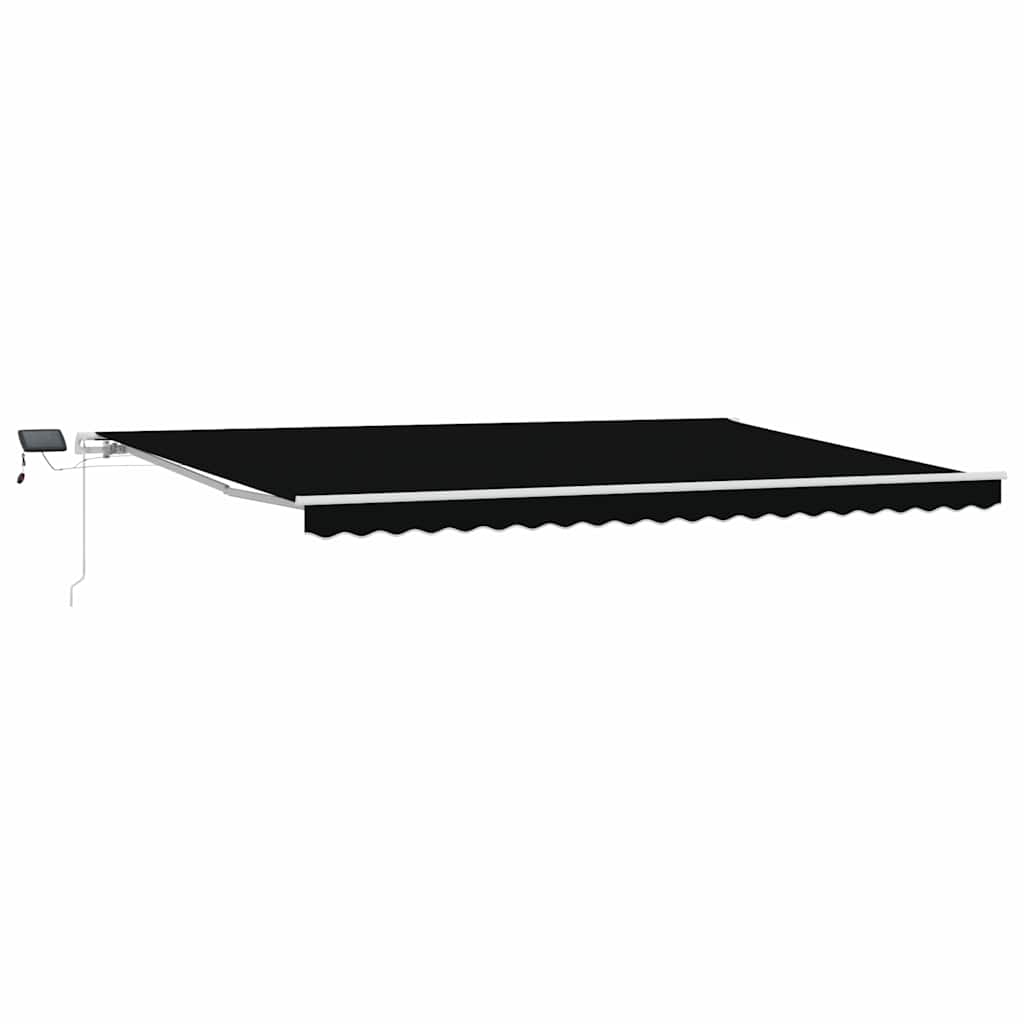 Manuaalinen sisäänvedettävä markiisi LED Musta 500 x 300 cm, vidaXL Markiisin vaihtokangas 5 x 3 m runkoon Musta