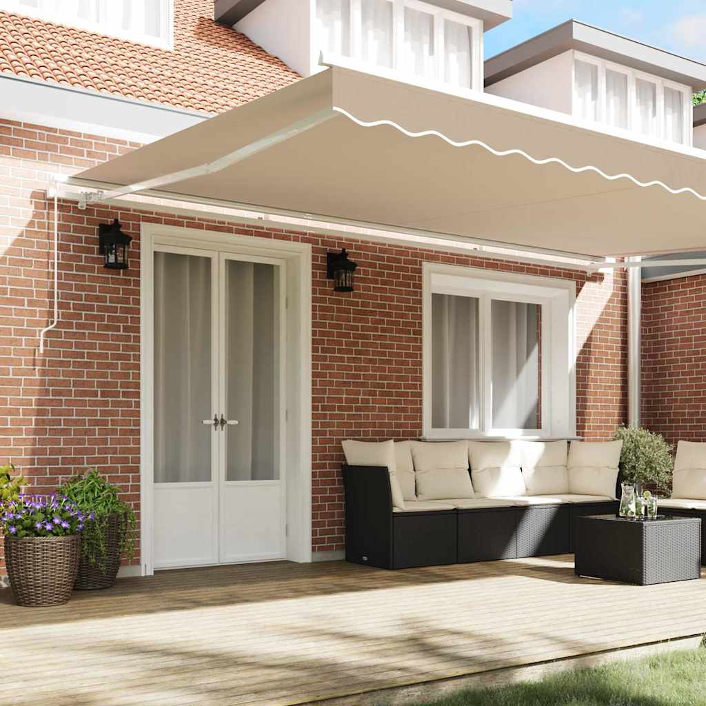 vidaXL Inklapbaar Zonnescherm Beige 500 × 300 cm Stof en Metaal
