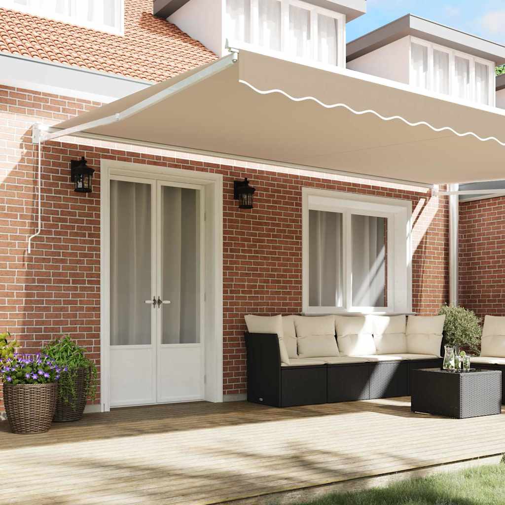vidaXL Inklapbaar Zonnescherm Beige 500 × 300 cm Stof en Metaal