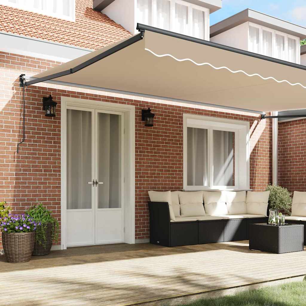 vidaXL Inklapbaar Zonnescherm Beige 500 × 300 cm Stof en Metaal