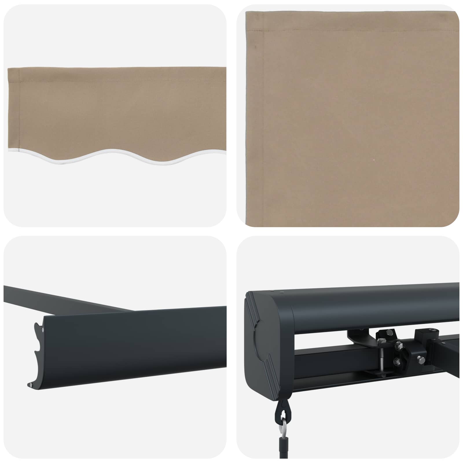 Inklapbaar Zonnescherm Beige 500 × 300 cm Stof en Metaal image 8