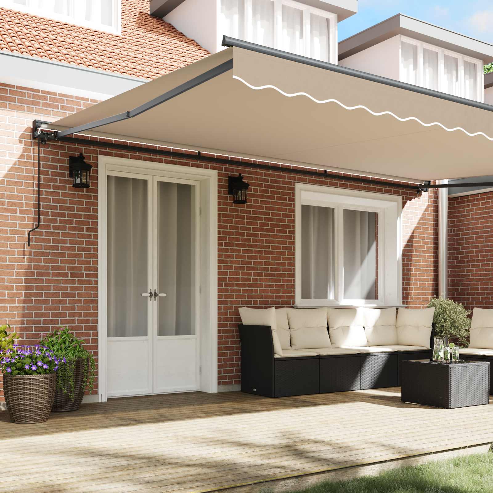 Zijde Frame Beige 500 × 300 cm Polyester met PU-coating image 3