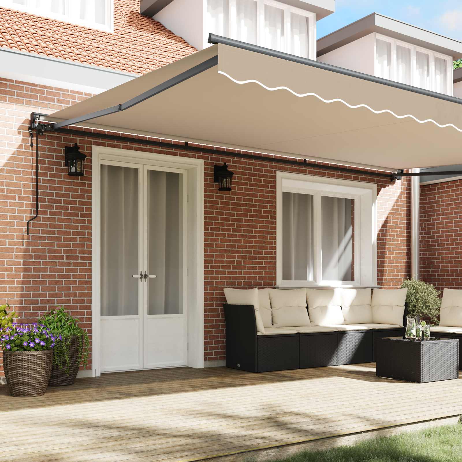 Inklapbaar Zonnescherm Beige 500 × 300 cm Aluminium en Stof image 3