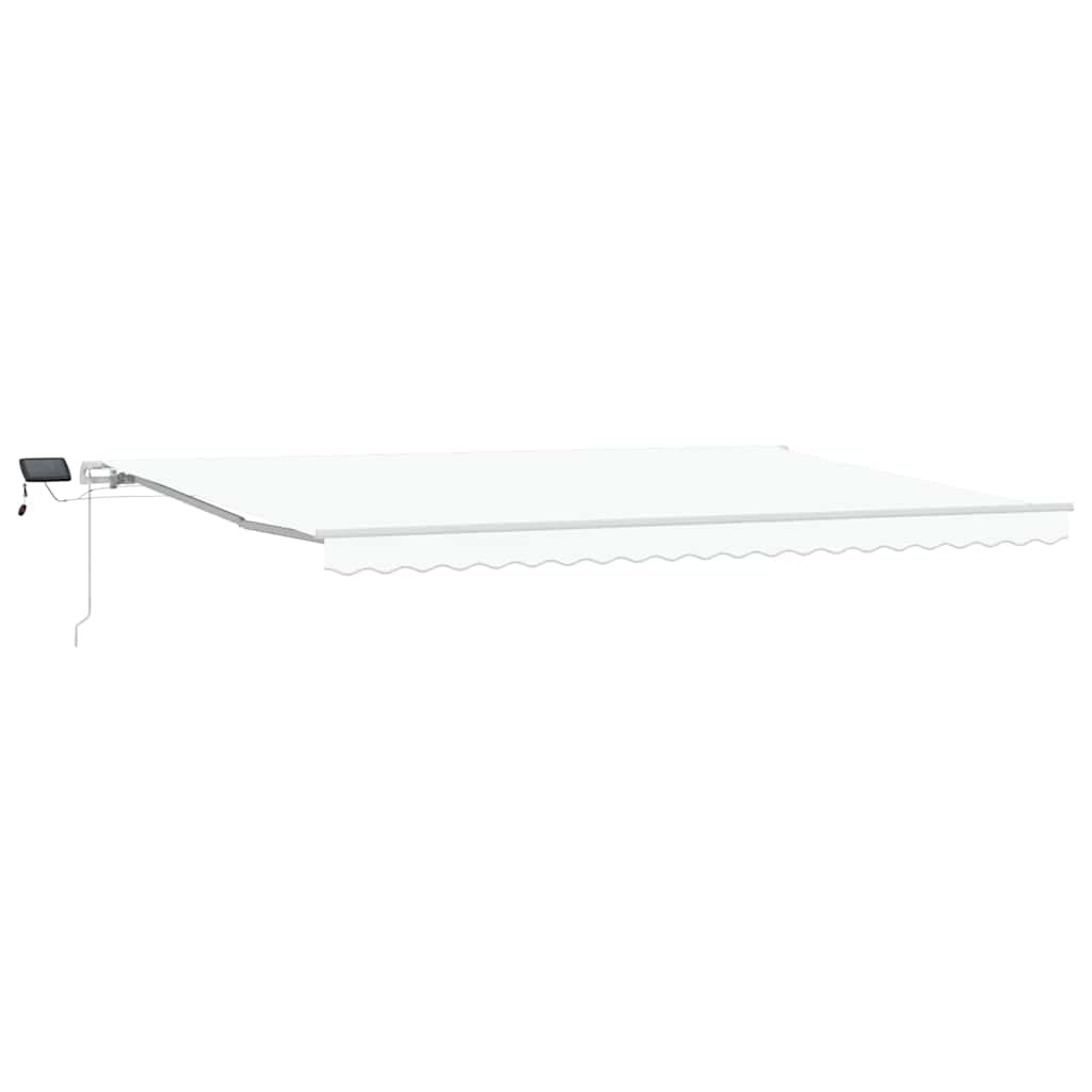 Manuaalinen Sisäänvedettävä Markiisi LED:llä Valkoinen 500×300 cm