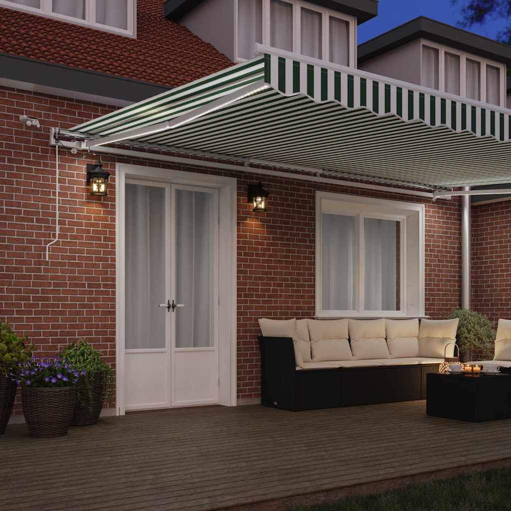 Inklapbaar Zonnescherm Groen en Wit 500 × 300 cm image 3