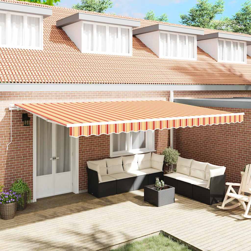 manuaalne sissetõmmatav varikatus oranž ja kollane 500x350 cm