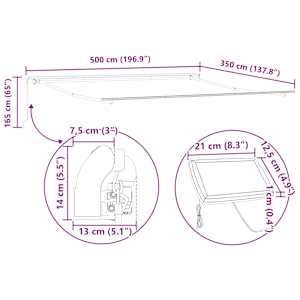 Stahovací markýza Žlutá a oranžová 500 × 350 cm Látka a hliník - obrázek 15