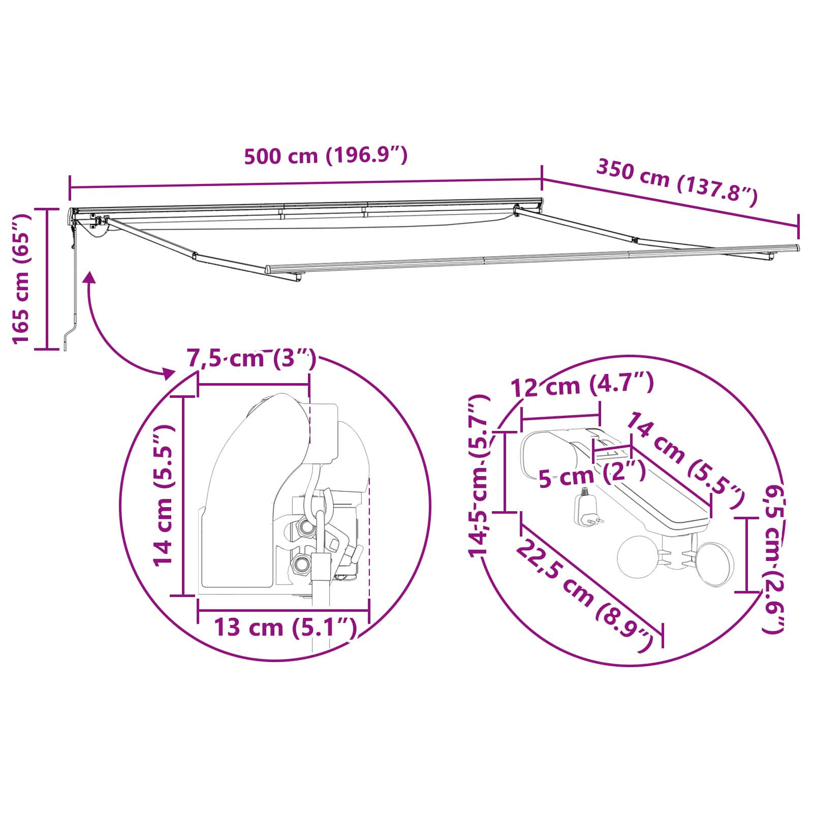 Luifeldoek met Geel en Oranje 500 × 350 cm Polyester image 16