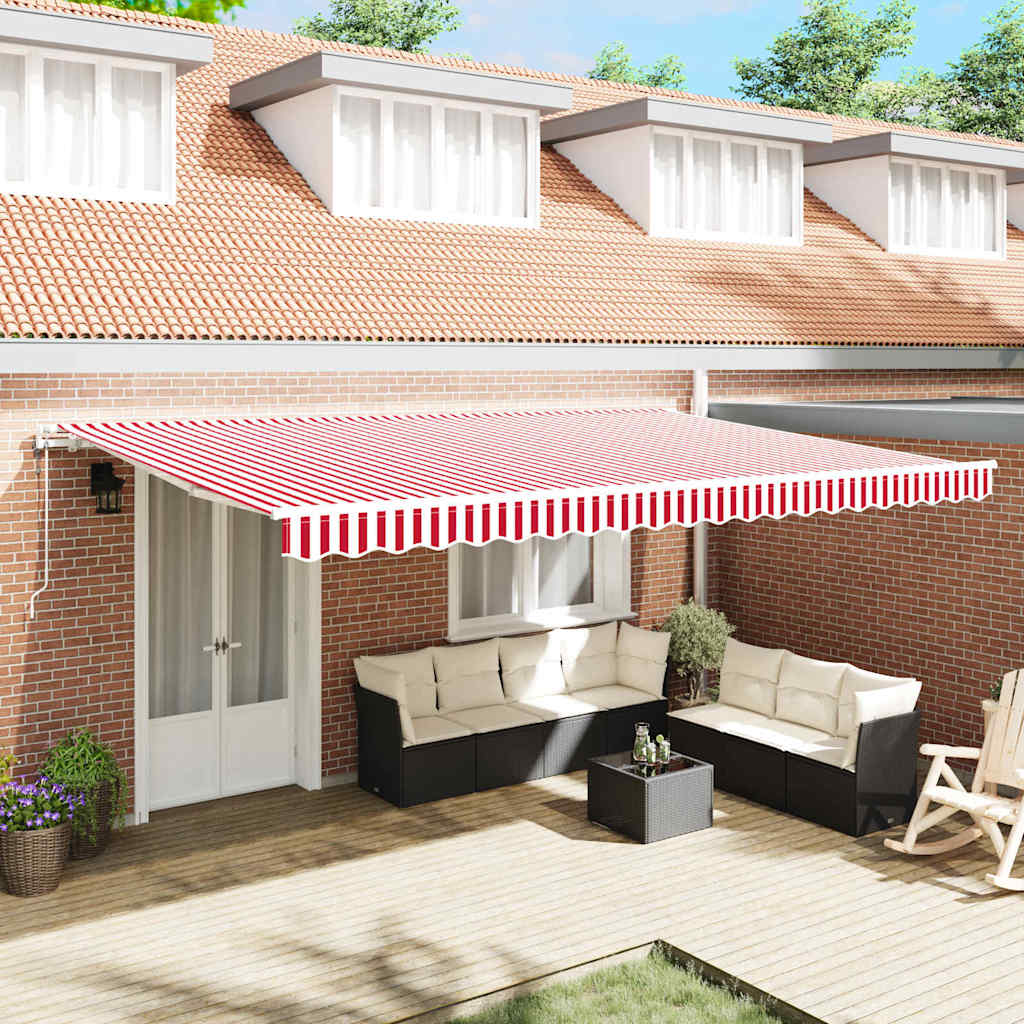Inklapbare luifel Rood en wit 500 × 350 cm Rood en wit
