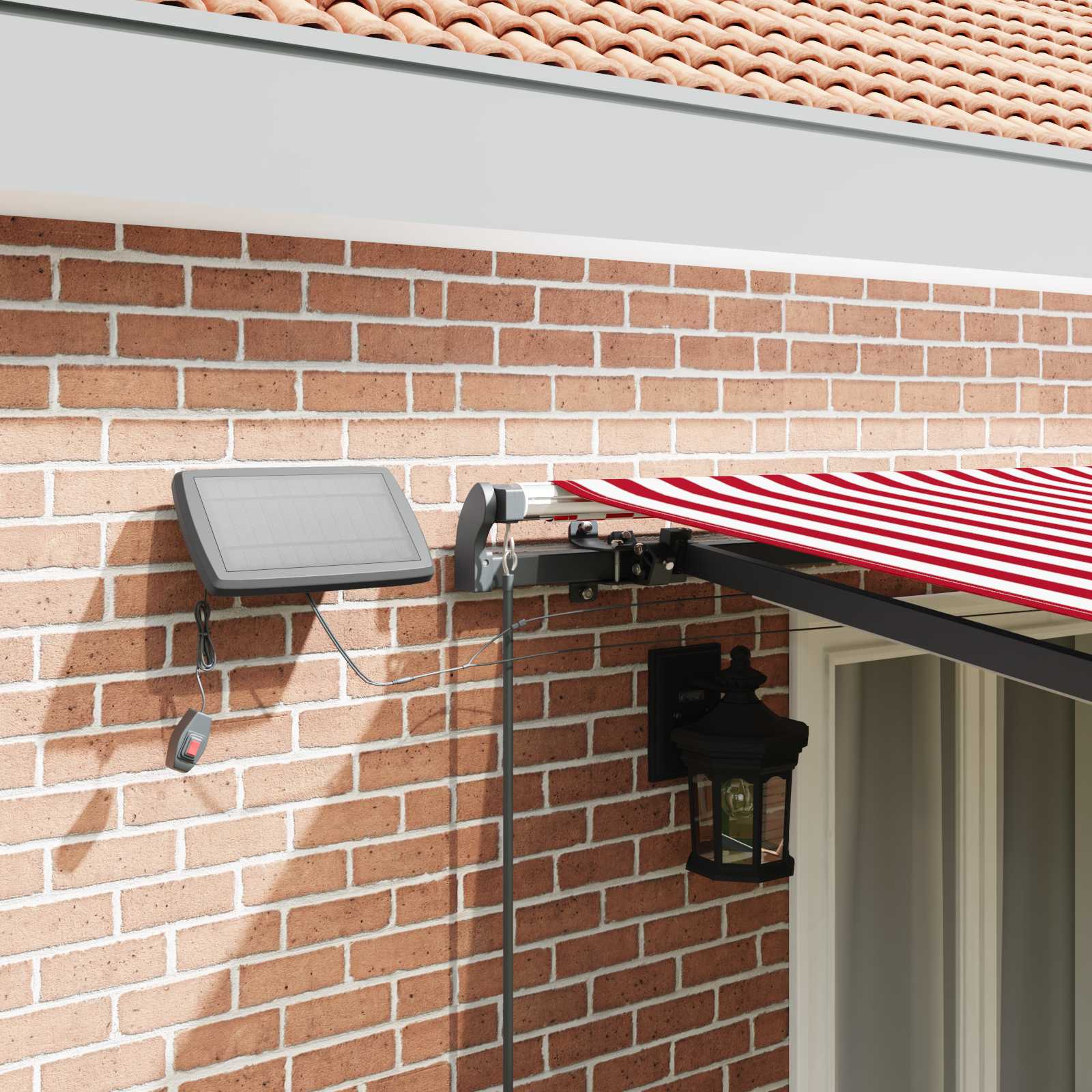 Inklapbaar Zonnescherm Rood en wit 500 ×350 cm Stof image 4