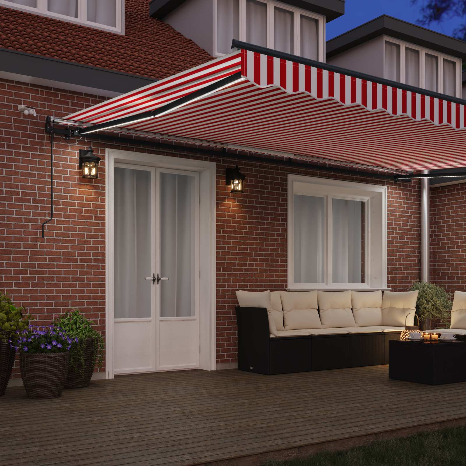 Luifeldoek met Rood en Wit 500 × 350 cm Polyester image 3