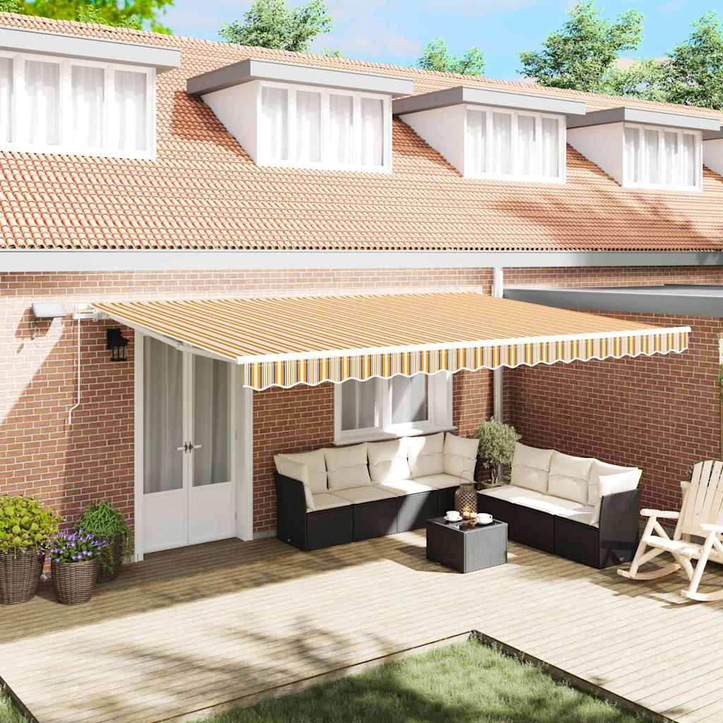Manuaalinen sisäänvedettävä markiisi LED moniväriraidalla 500x350 cm