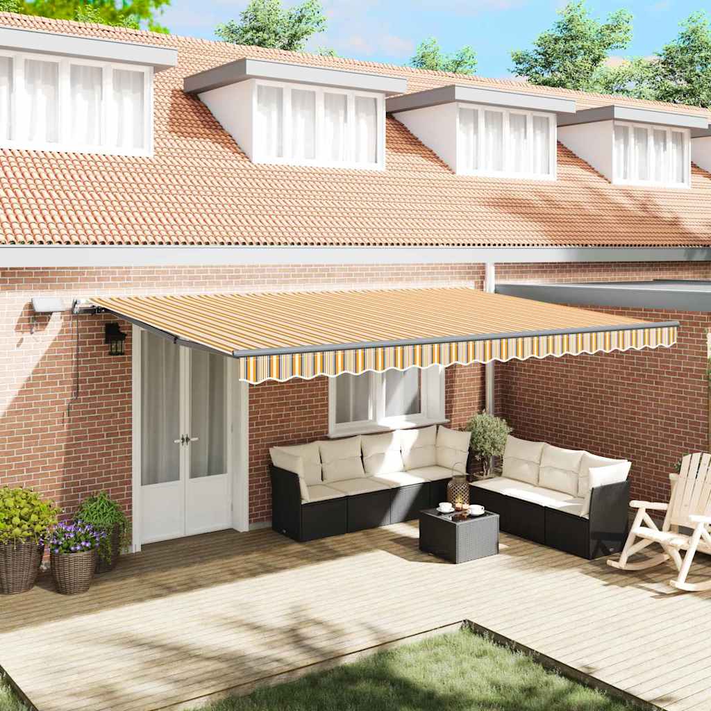 Käsitsi sissetõmmatav varikatus LED mitmevärvilise triibuga 500x350 cm