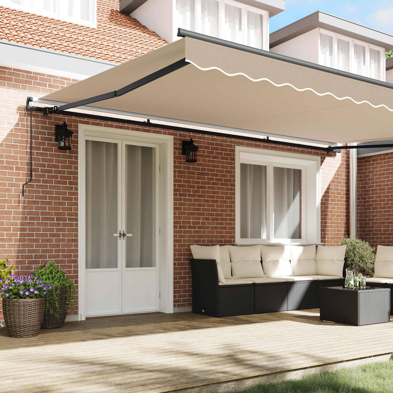 Inklapbaar Zonnescherm Beige 500 × 350 cm Polyester en staal image 3