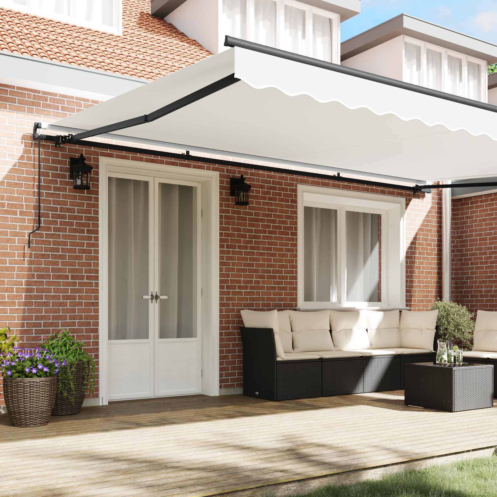 Inklapbaar Zonnescherm Wit 500 × 350 cm Polyester en staal image 3