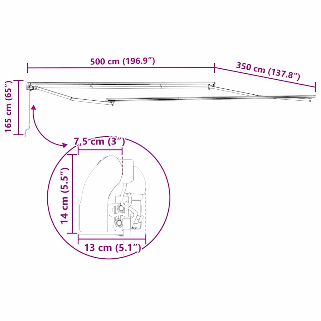Inklapbaar Zonnescherm Groen en Wit 500 × 350 cm image 12