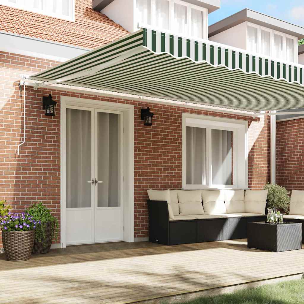 Elektrisch Uittrekbaar Zonnescherm Groen en Wit 500 × 350 cm image 3