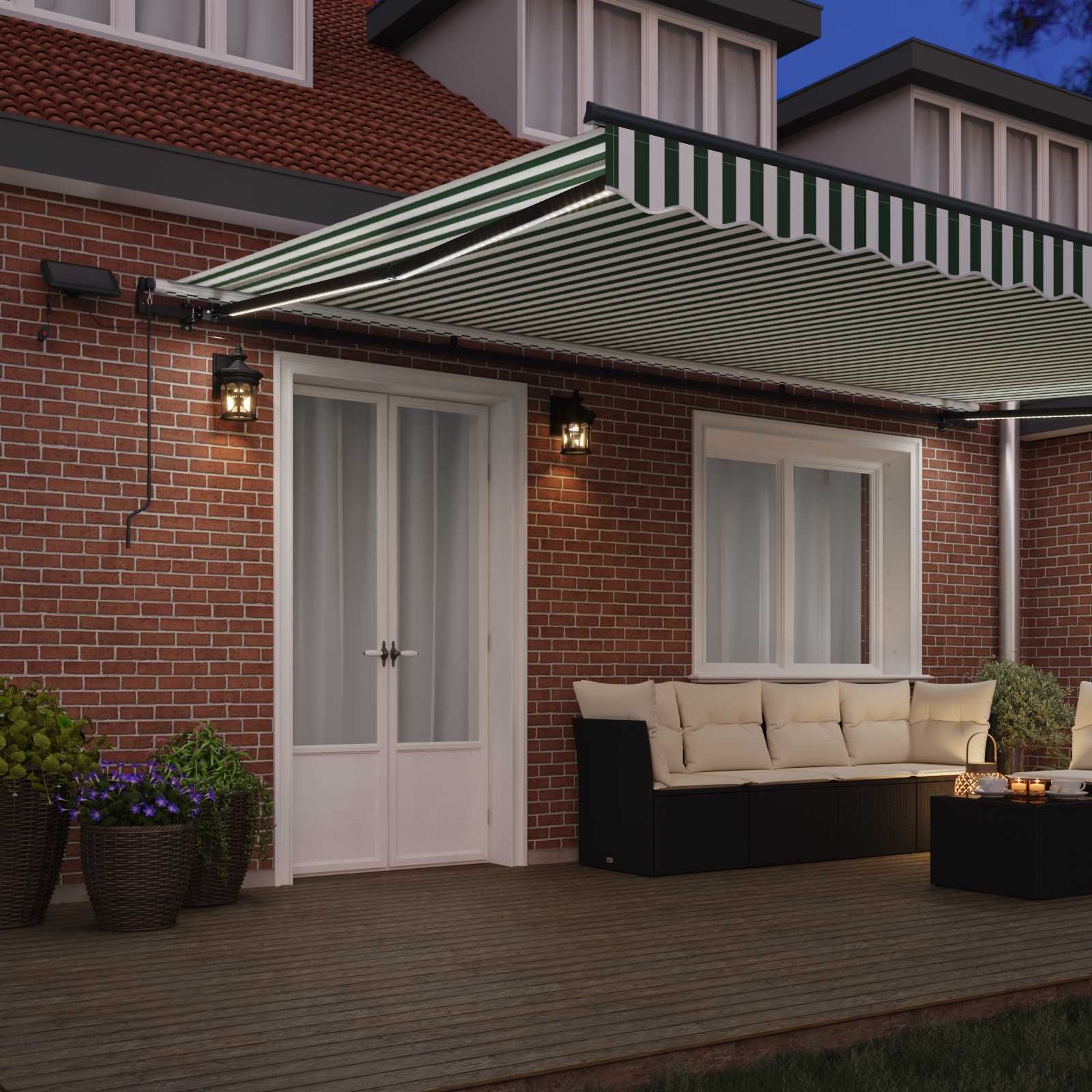 Inklapbaar Zonnescherm Groen en wit 500 ×350 cm Stof image 3