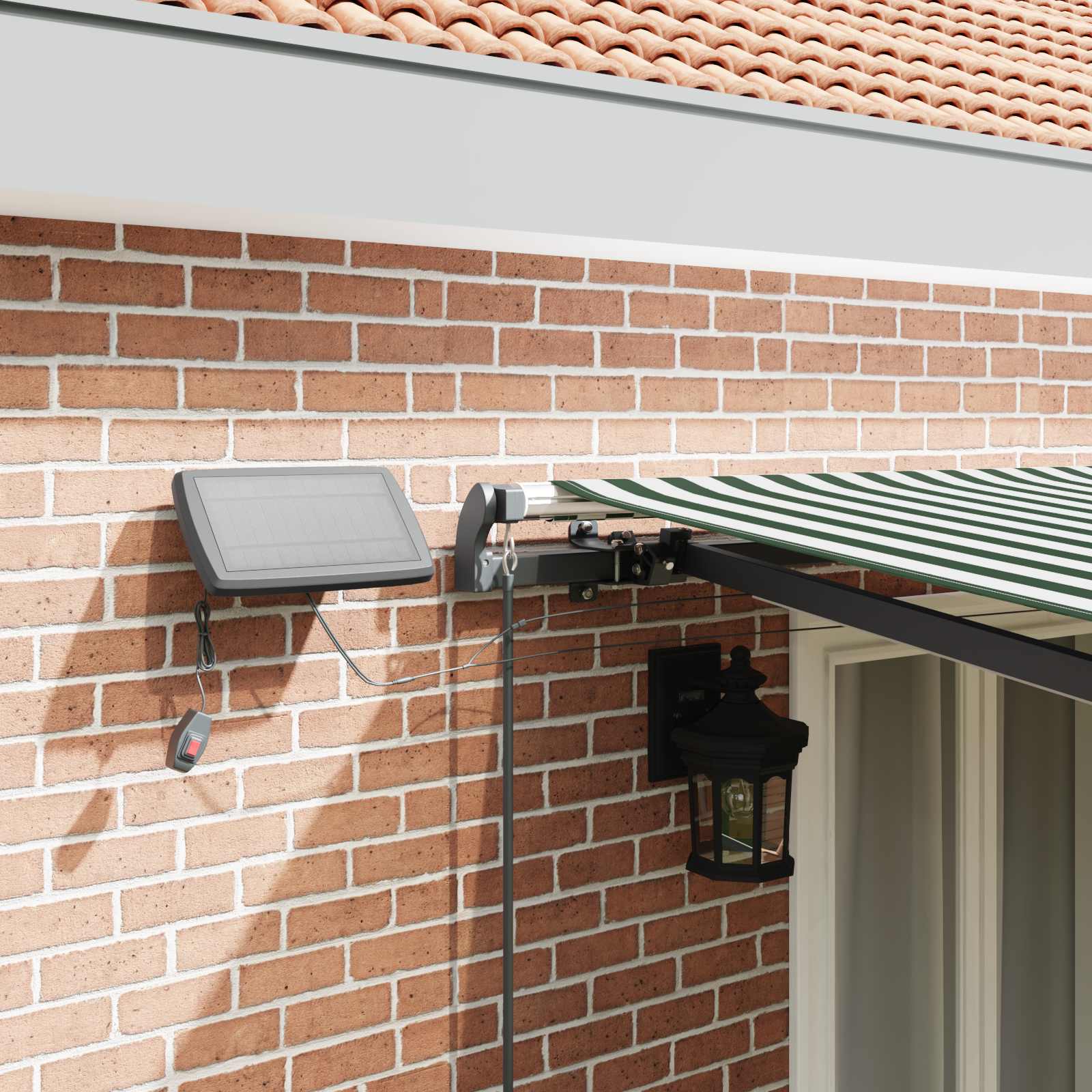 Inklapbaar Zonnescherm Groen en wit 500 ×350 cm Stof image 4