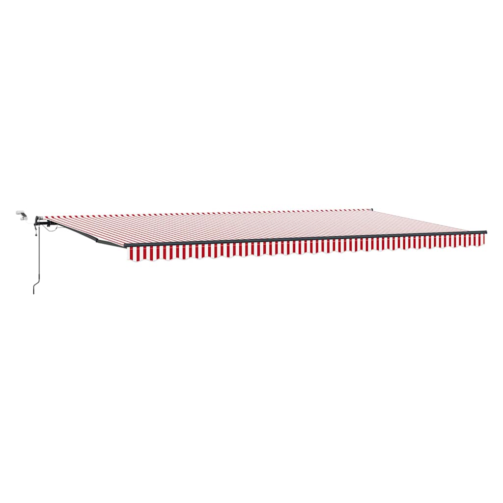 Automaattinen sisäänvedettävä markiisi LED-punavalkoisilla raidoilla 600×300 cm