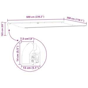 Budsorovatelné zastřešení Černá 600 × 300 cm Látka a hliník - obrázek 12