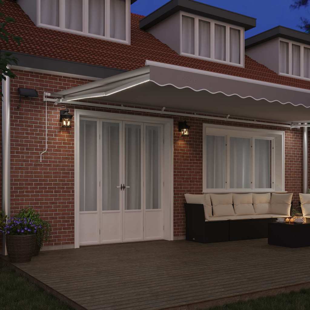 Inklapbaar Zonnescherm Lichtgrijs 600 × 300 cm Stof en Staal image 3