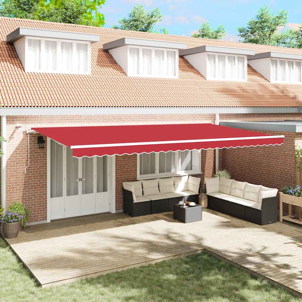 Toldo retráctil automático con LED rojo de 600 x 300 cm