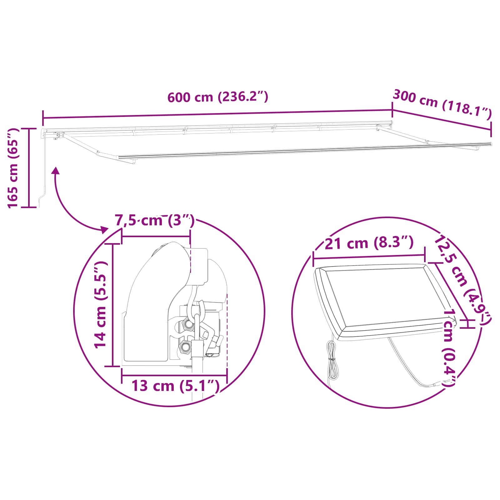 Inklapbaar Zonnescherm Groen en geel 600 ×300 cm Stof image 13