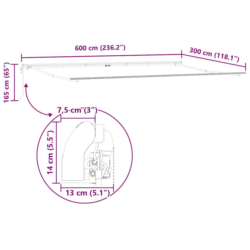 Elektrisch Uittrekbaar Zonnescherm Groen en Wit 600 × 300 cm image 13