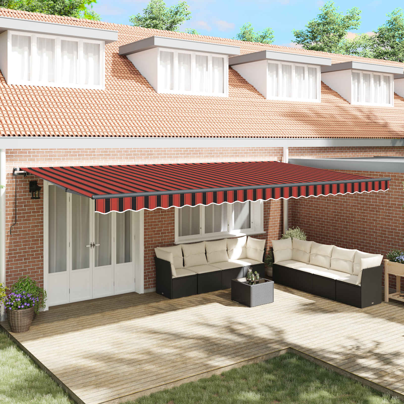 vidaXL Cortina Retractabilă Manual portocaliu și maro 600 × 350 cm