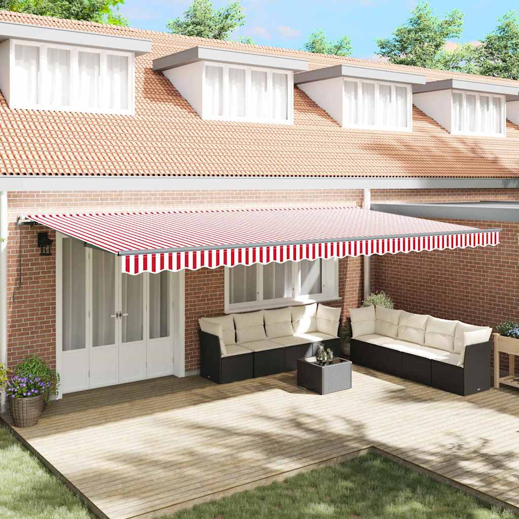 vidaXL Cortina Retractabilă Manual Roșu și alb 600 × 350 cm țesătură