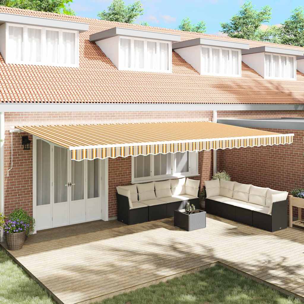Toldo Manual Retráctil Rayas Multicolores 600 x 350 cm
