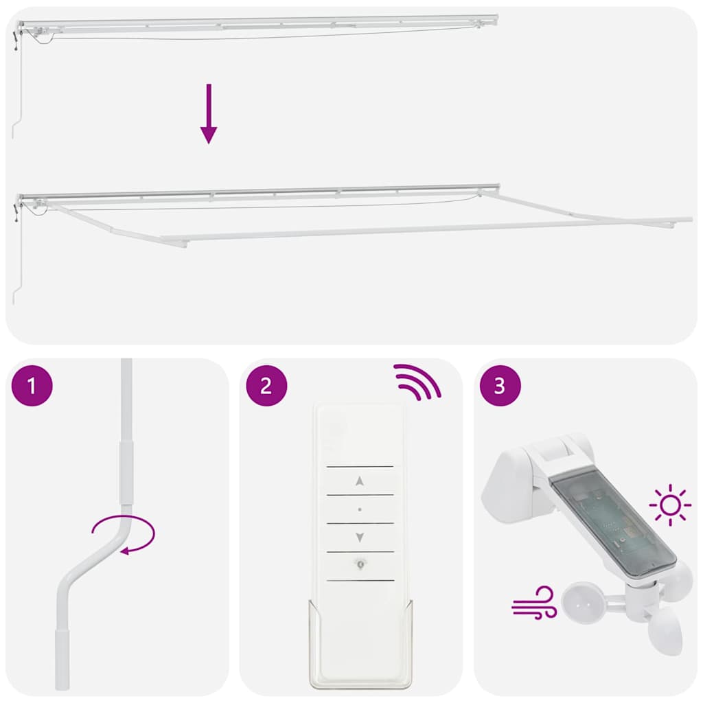 Automatische Inklapbare Luifel met LED Multikleur Streep 600x350 cm image 11