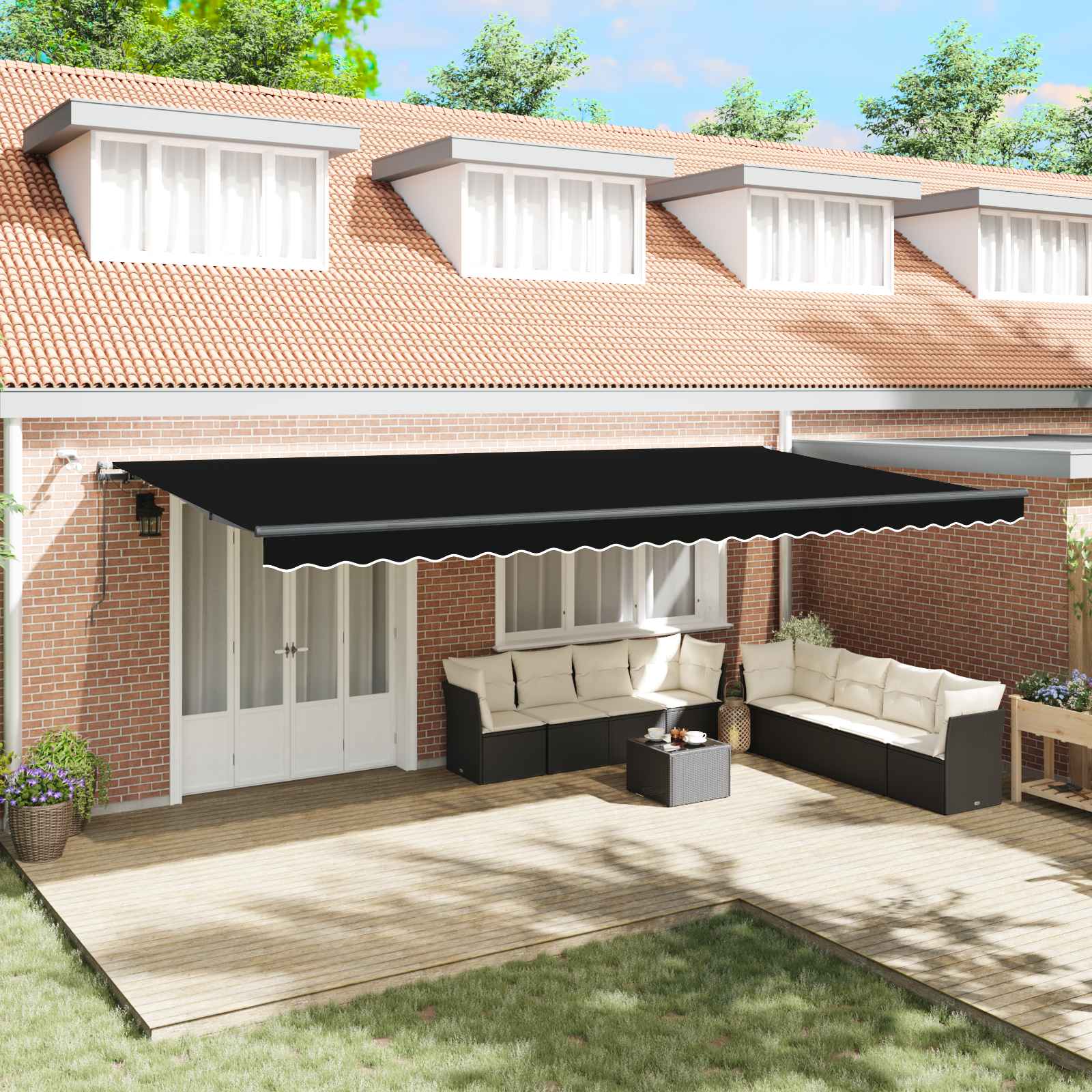 Прибираща се тента Черно 600 × 350 cm Полиестер