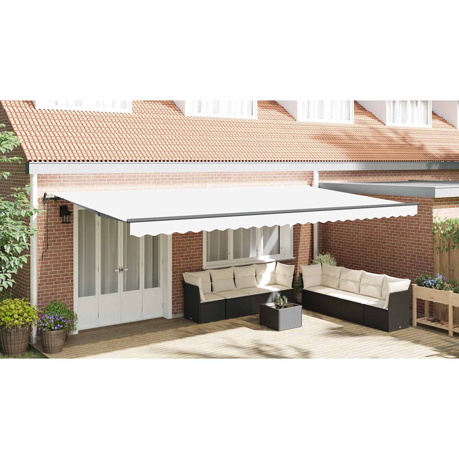 Uitschuifbare luifel Wit 600 × 350 cm Stof en Aluminium image 12