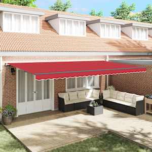 Budsorovatelné zastřešení Červená 600 × 350 cm Polyester a ocel - obrázek 1