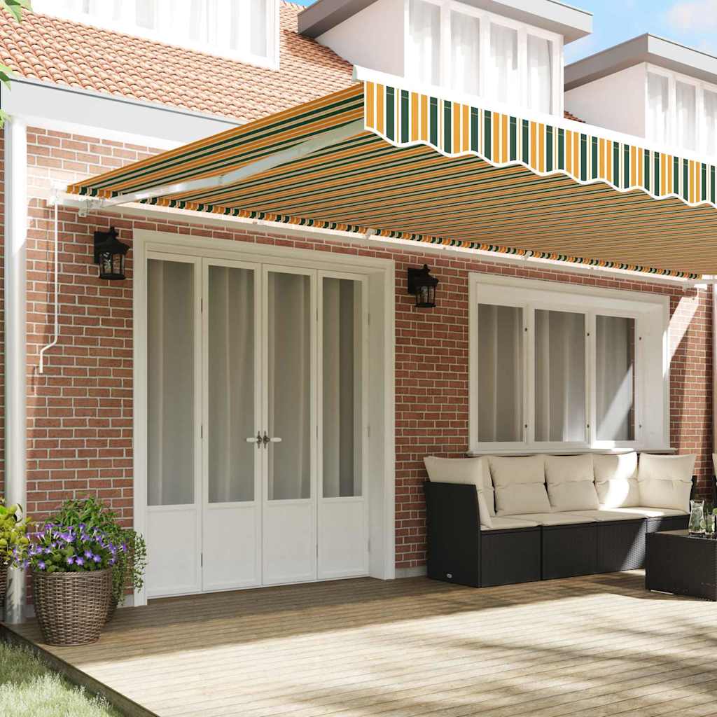 vidaXL Inklapbaar Zonnescherm Gestreept Groen en Geel 600 × 350 cm