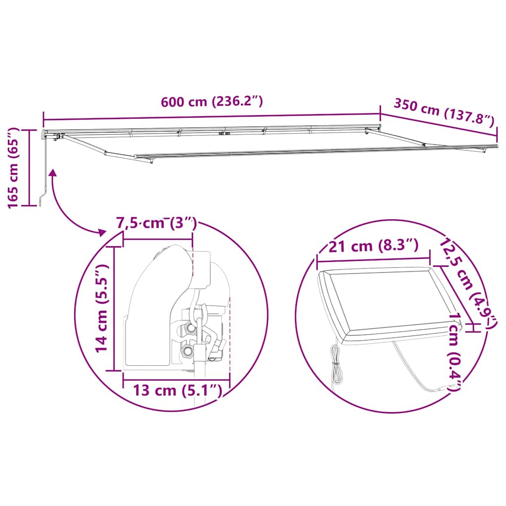 Uitschuifbare luifel Groen en Wit 600 × 350 cm image 14
