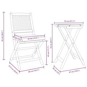Zahradní bistro set 3 pcs Hnědá Masivní akátové dřevo - obrázek 15