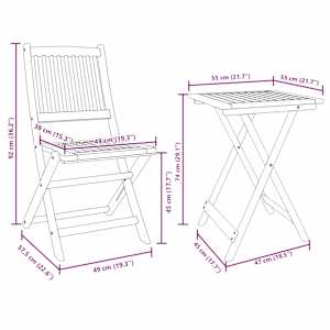 Zahradní bistro set 3 pcs Hnědá Masivní akátové dřevo - obrázek 15