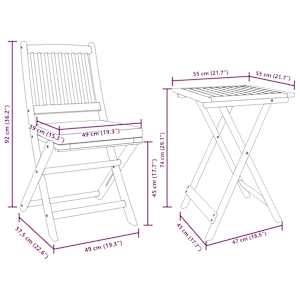 Zahradní bistro set 3 pcs Hnědá Masivní akátové dřevo - obrázek 15
