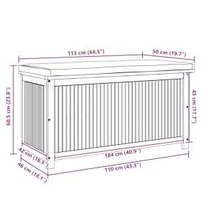 Venkovní box na polštáře 113x50x60,5 cm Masivní dřevo akácie - obrázek 12