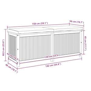 Venkovní box na polštáře 150x50x60,5 cm masivní dřevo akácie - obrázek 11