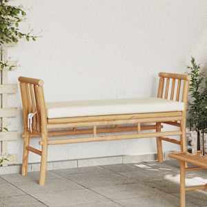Zahradní lavice s polštářem Hnědá 110 x 38 x 65cm bambus
